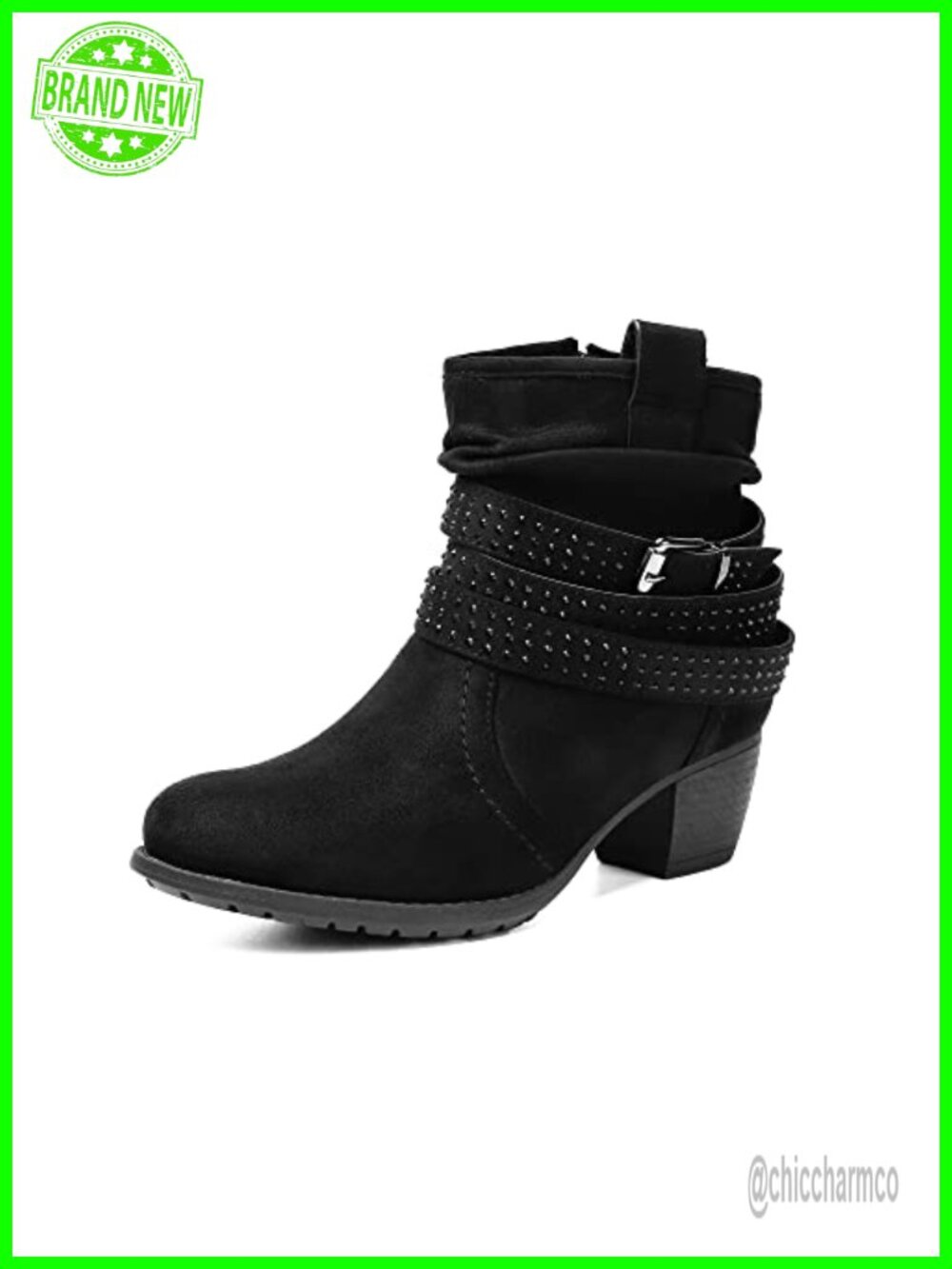 Women's Mid Calf Boots Round Toe Comfort Low Heel Slouchy Dress Booties